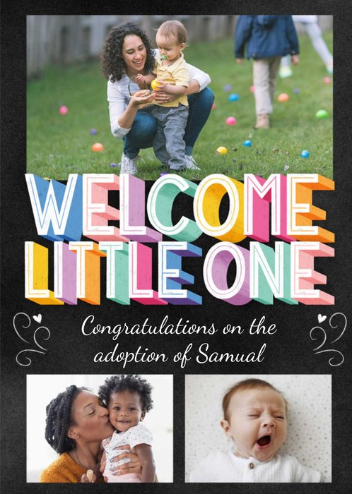 Colourful 3D Text With Three Photo Frames Welcome Little One Photo Upload New Baby Card
