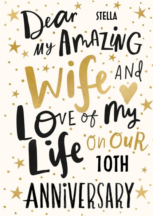Typographic Amazing Wife Anniversary Card