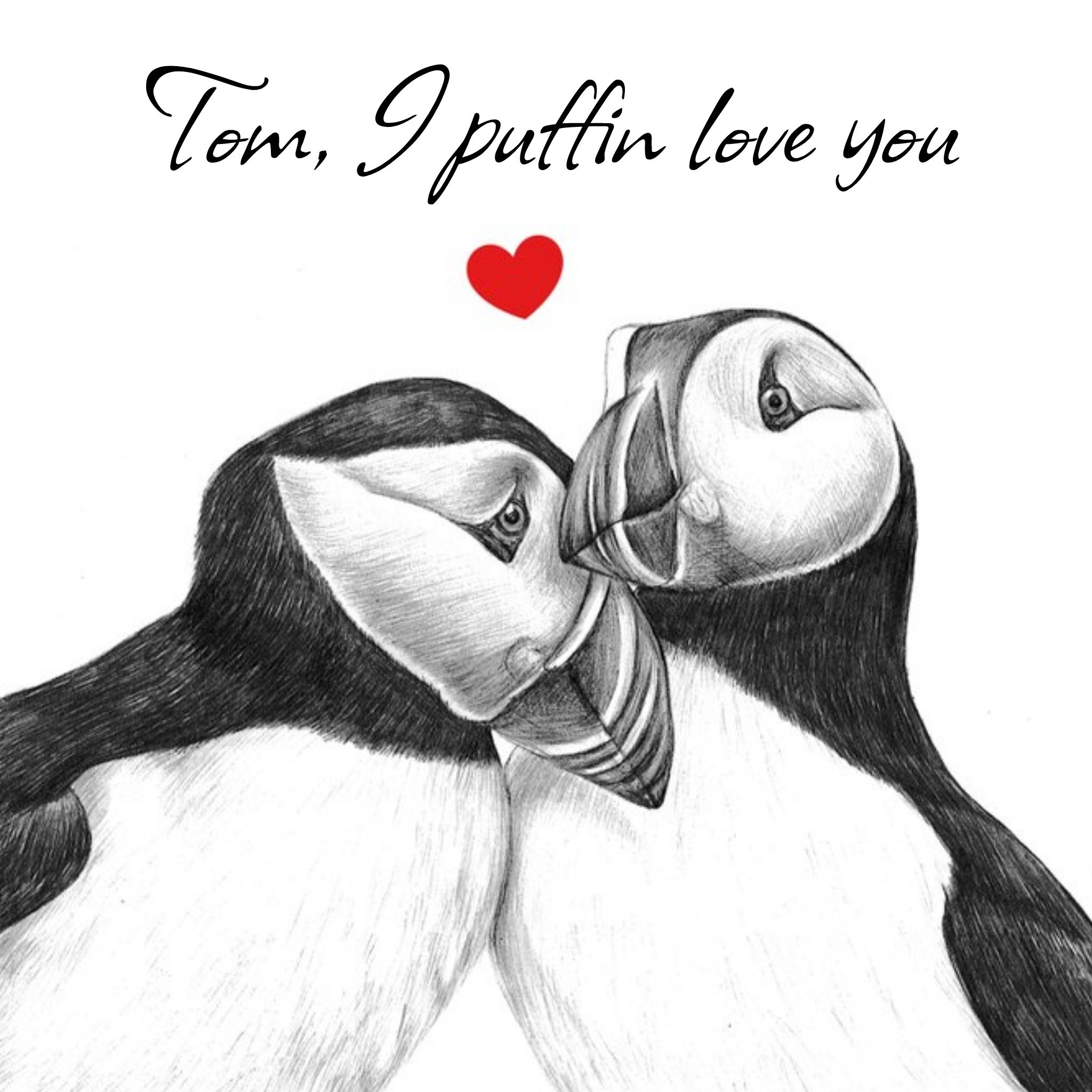 Moonpig Cute Illustrated I Puffin Love You Valentine's Day Card, Square