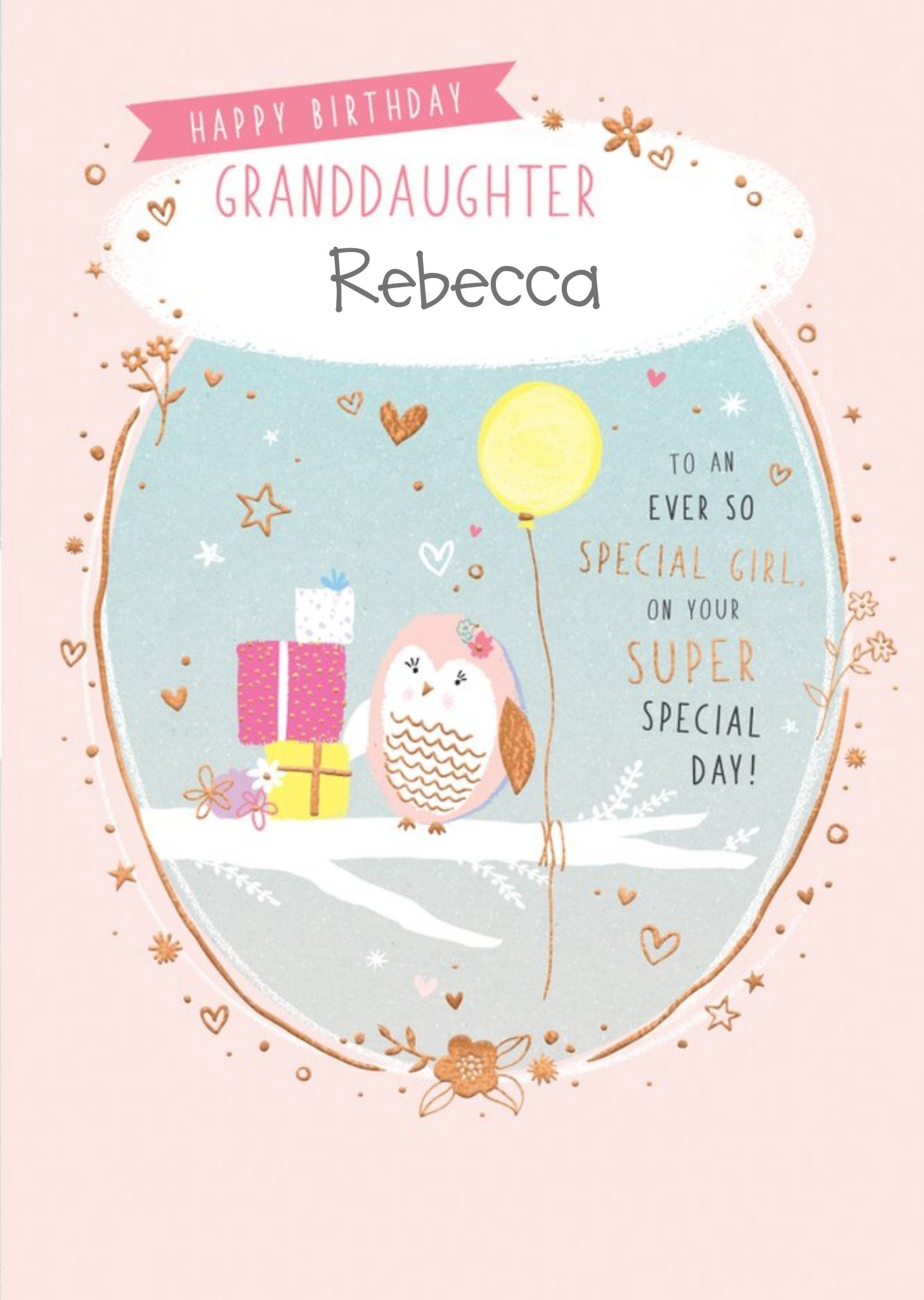 Moonpig Owl Birthday Card - Granddaughter - Special Girl - Super Special Day, Large