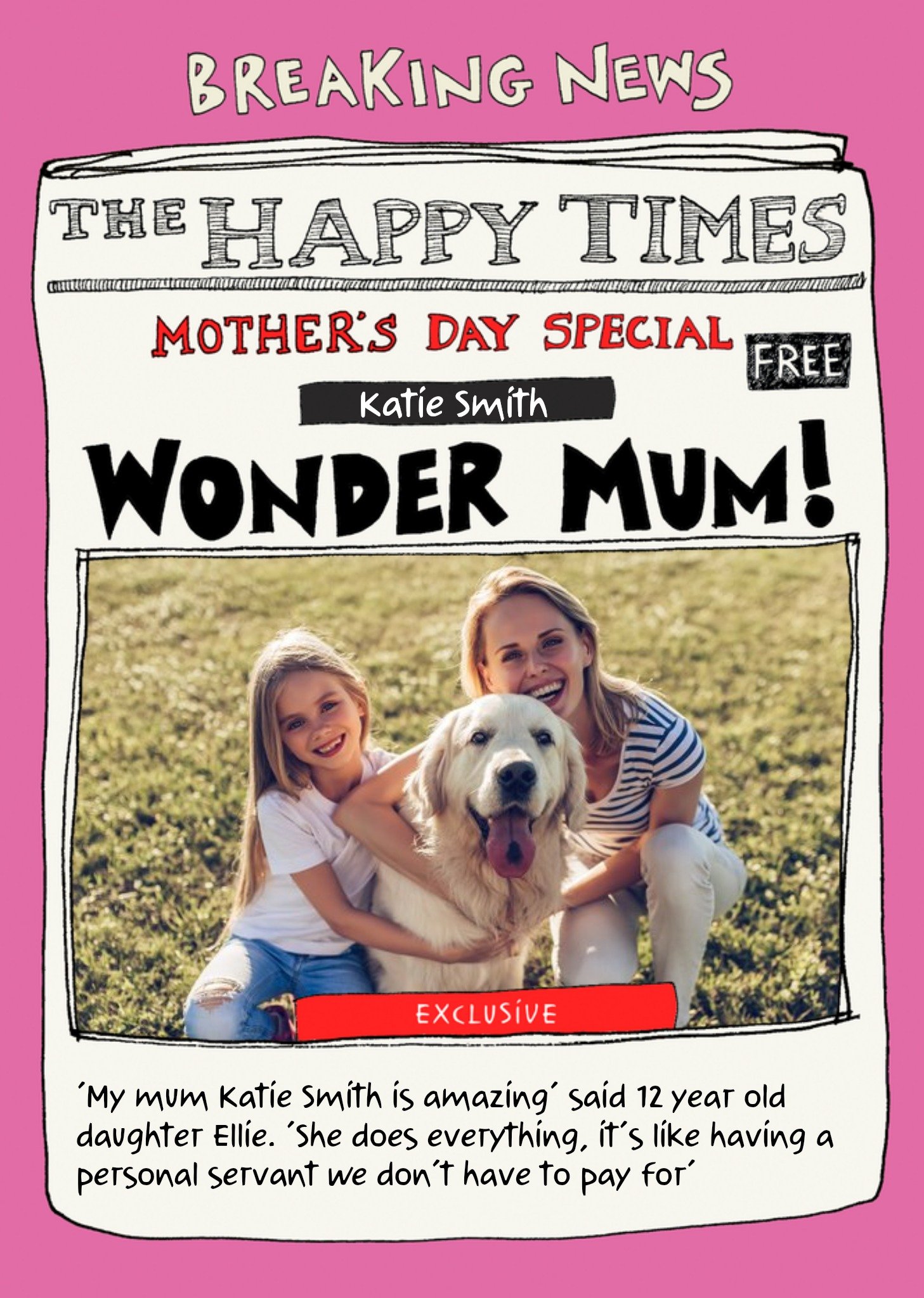 Newspaper Spoof Mother's Day Special Photo Upload Card Ecard