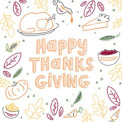 Happy Thanks Giving Typographic Food Card