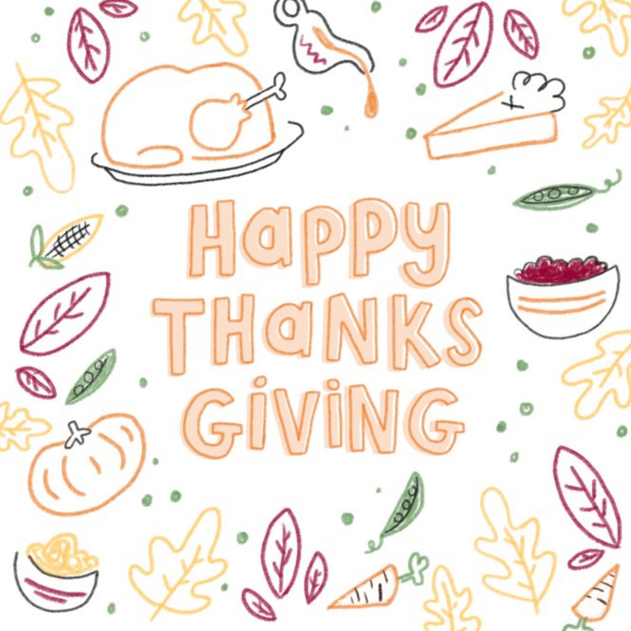 Moonpig Happy Thanks Giving Typographic Food Card, Large