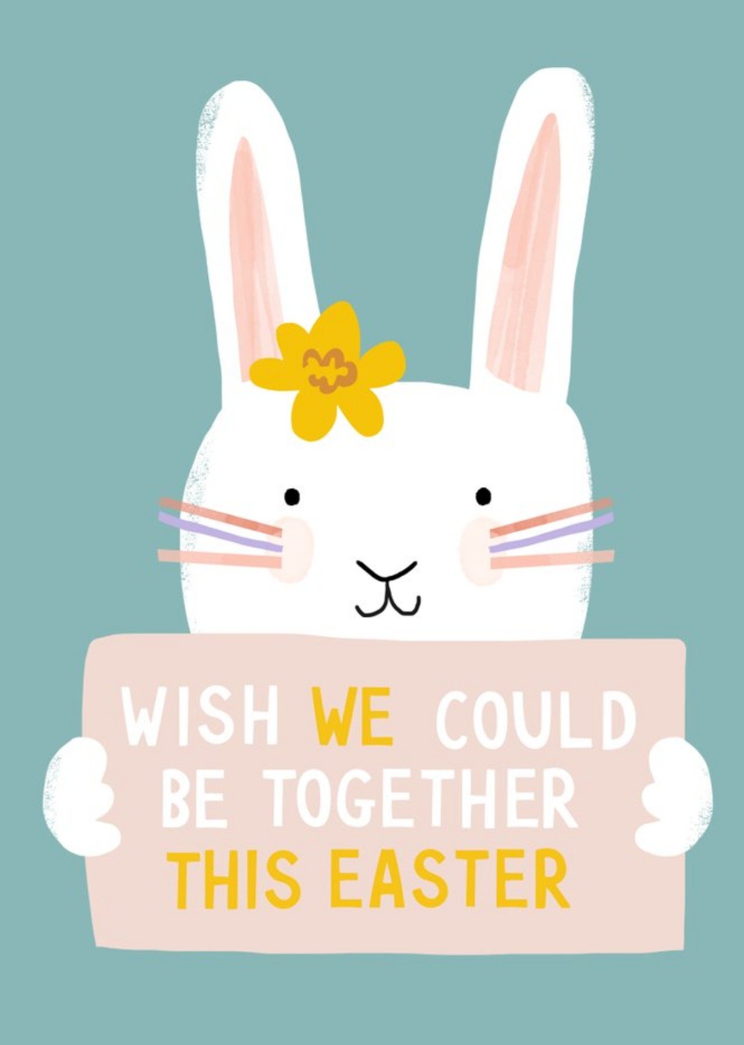Moonpig Illustrated Easter Bunny Wish We Could Be Together This Easter Card, Large