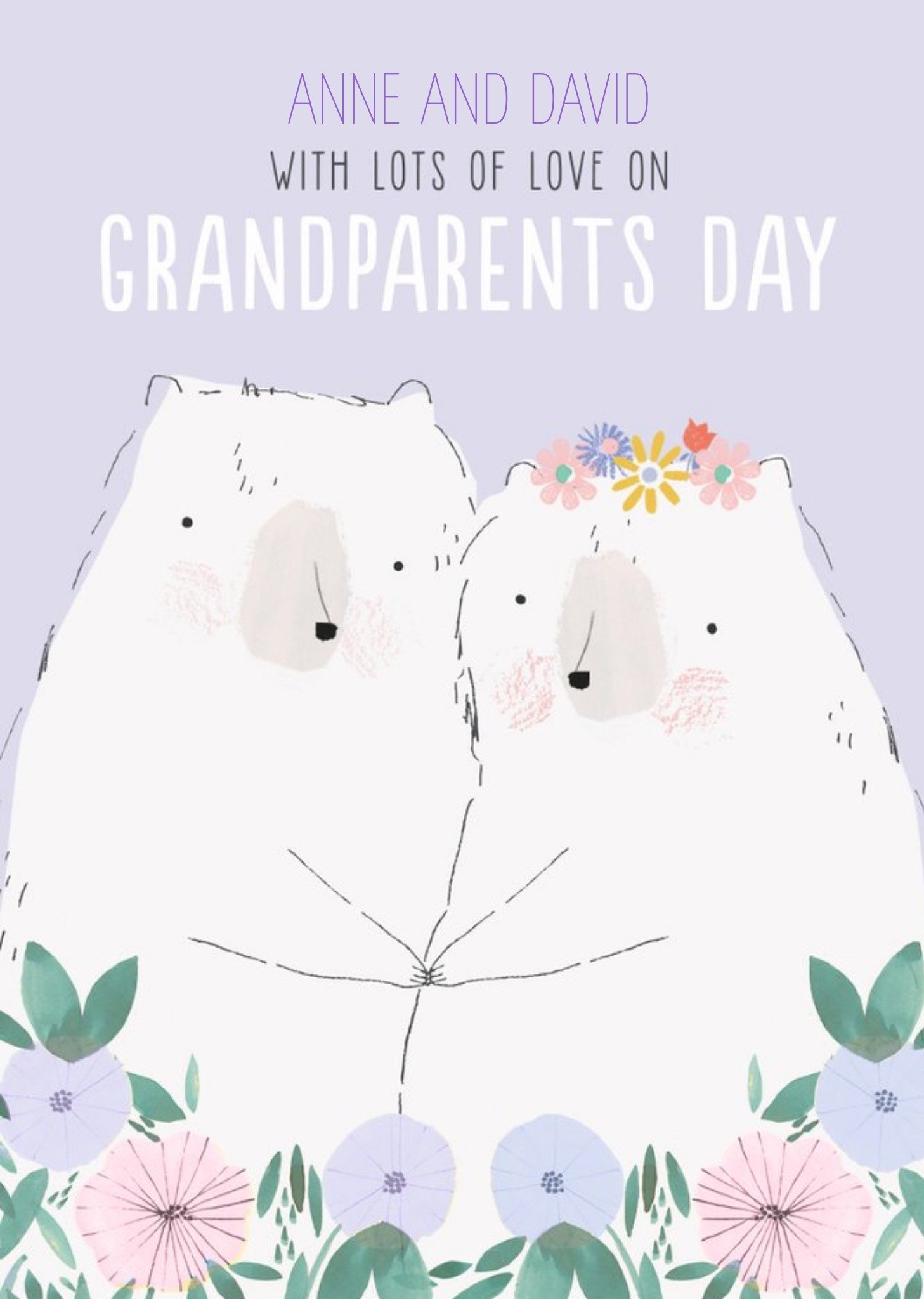 Bear Illustration Cute Grandparents Day Card Ecard