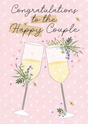 Illustrated Congratulations To The Happy Couple Wedding Card