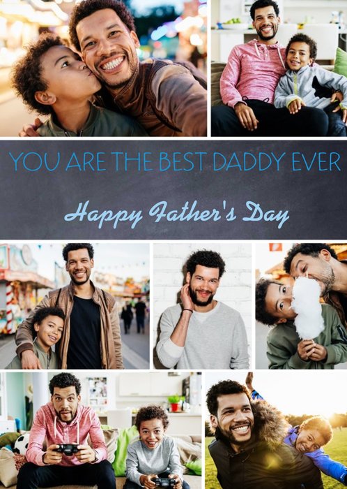 Best Daddy Ever 7 Square Personalised Photo Upload Happy Father's Day Card