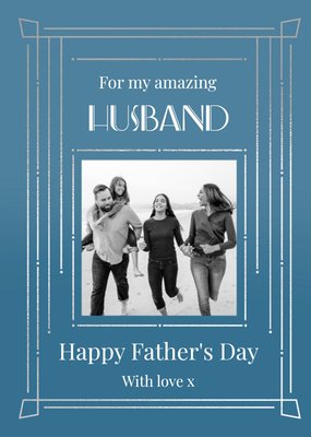 Art Deco Photo Upload Husband Father's Day Card