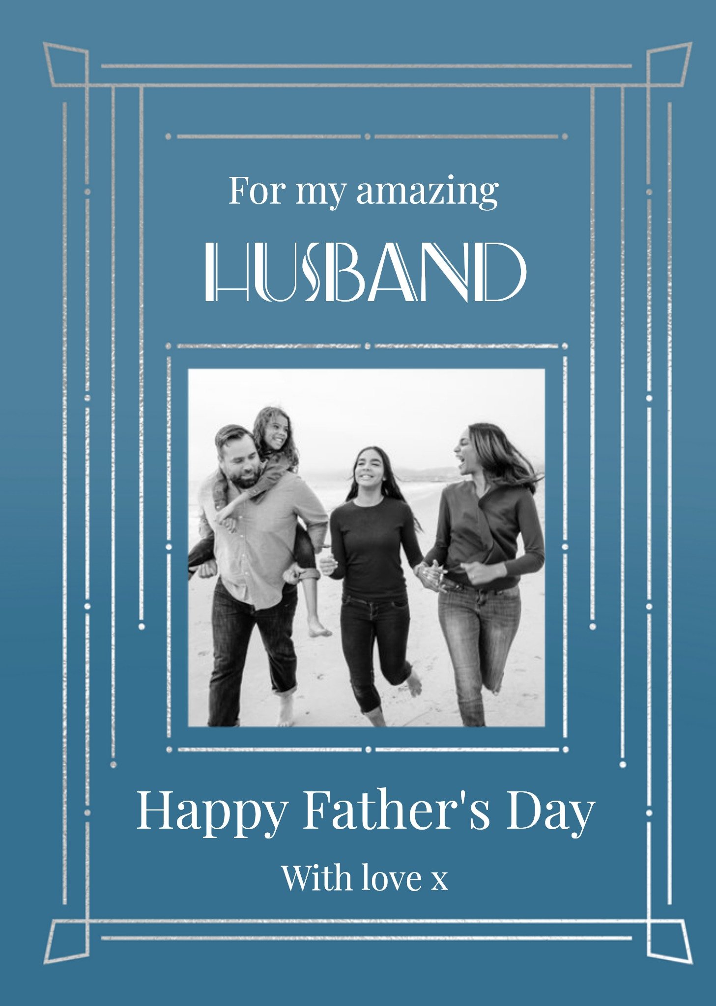 Art Deco Photo Upload Husband Father's Day Card Ecard