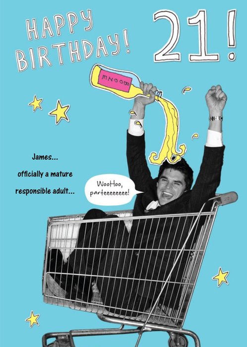 Officially A Mature Responsible Adult Personalised Happy 21st Birthday Card
