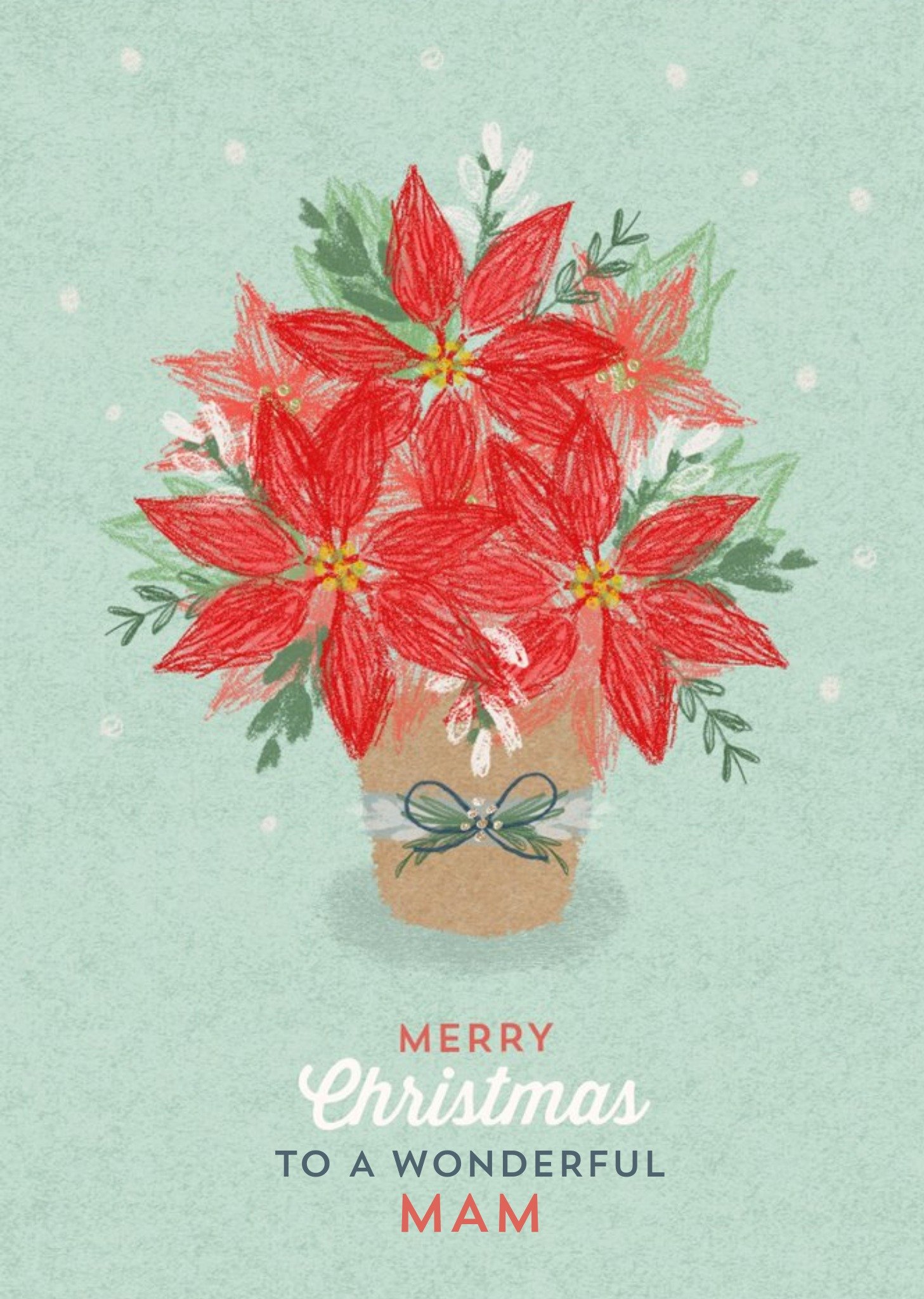 Moonpig Christmas Card - Merry Christmas - Wonderful Mam - Poinsettia Ecard