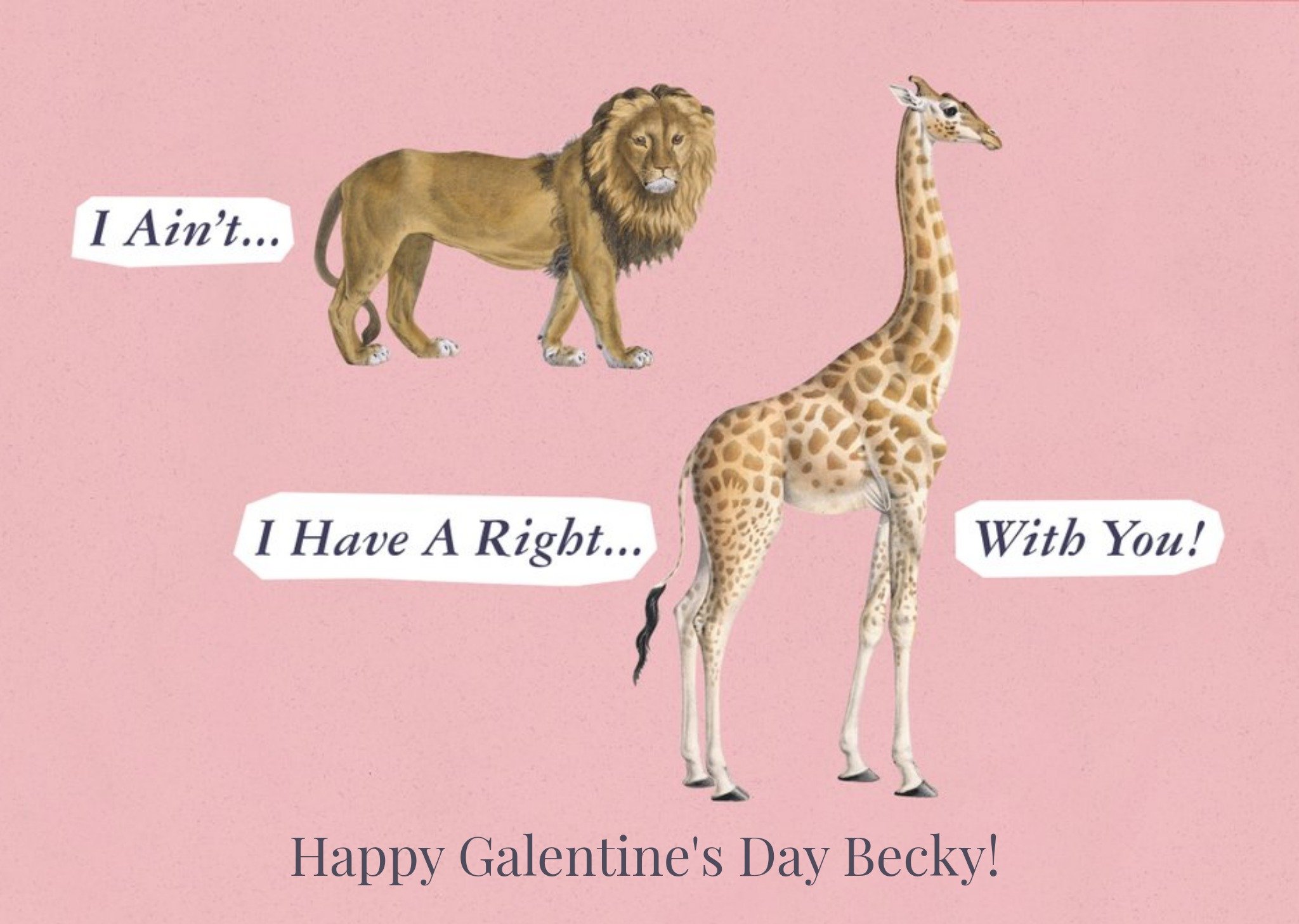The Natural History Museum Lion Giraffe Personalised Galentines Card, Large