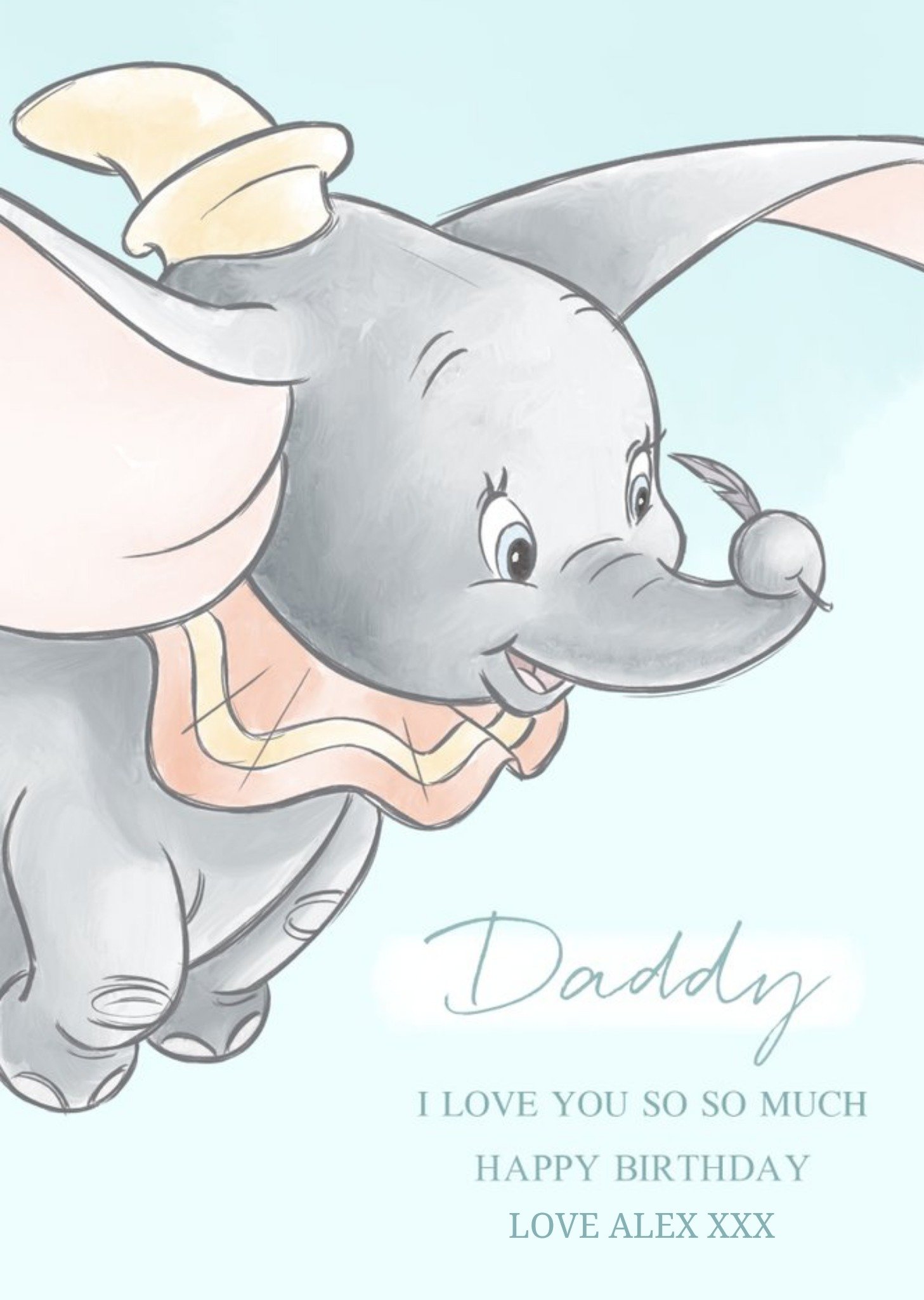 Disney Dumbo Daddy I Love You Personalised Birthday Card Ecard