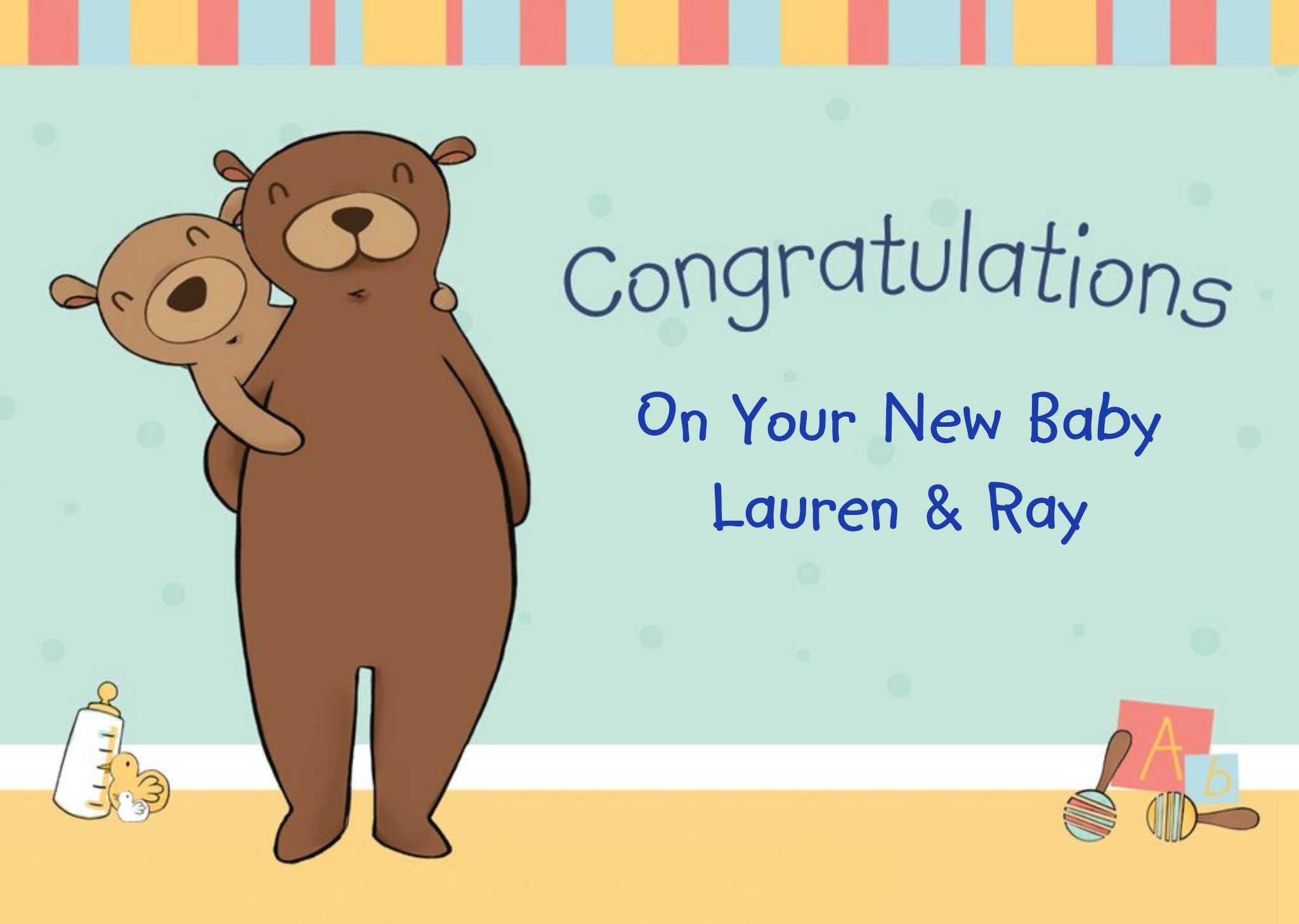 Bears In The Nursery Personalised Congrats New Baby Card Ecard