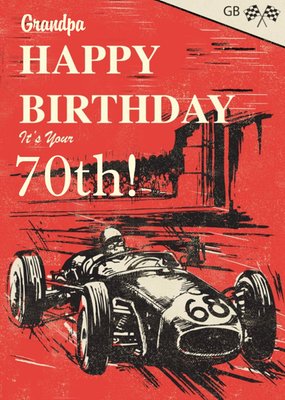 Vintage Race Car Illustration Customisable Grandpa Birthday Card