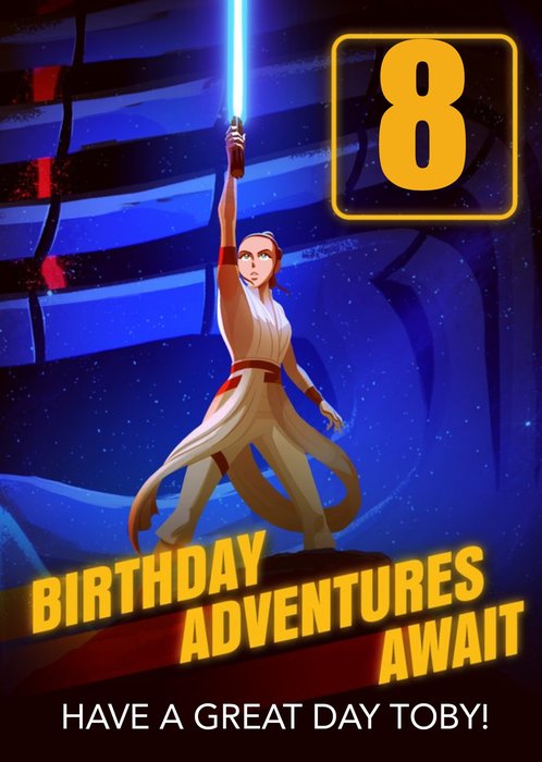Star Wars Rey 8th Birthday Card