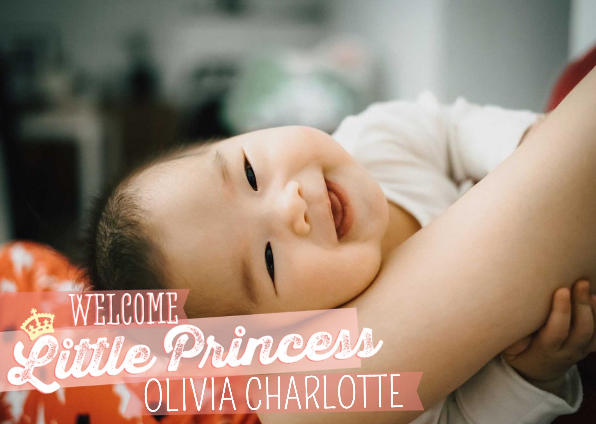 Moonpig Little Princess New Baby Girl Photo Upload Card, Large