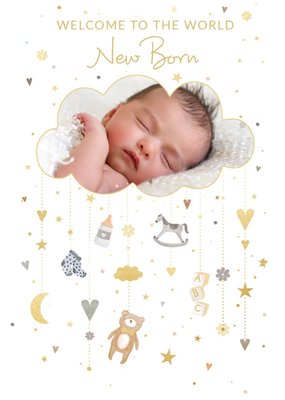 Cute Illustrated Mobile Photo Frame Customisable New Born Baby Card