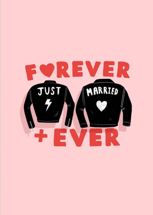 Jolly Awesome Forever and Ever Just Married Wedding Card