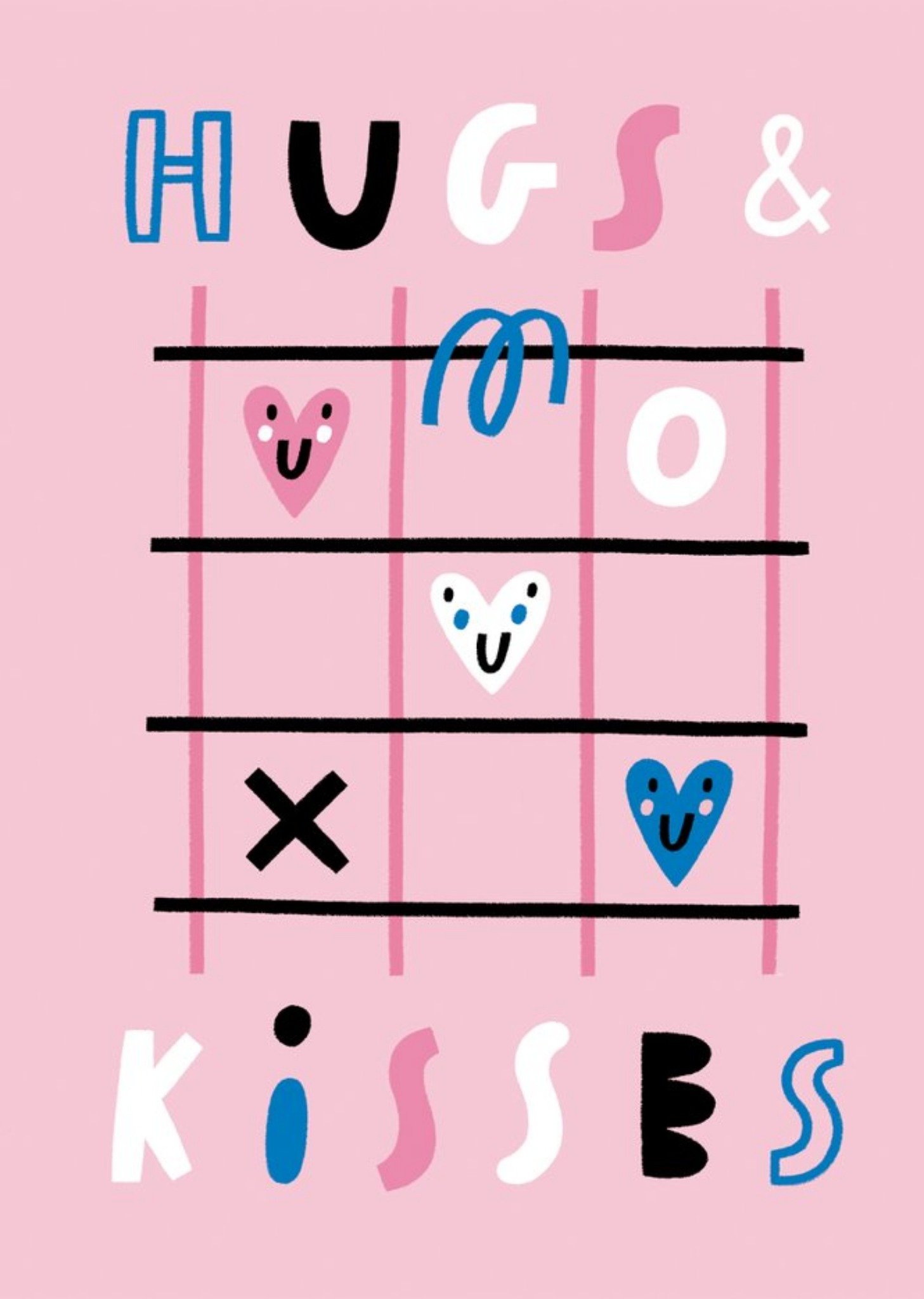 Rumble Cards Hugs And Kisses Pink Card, Large