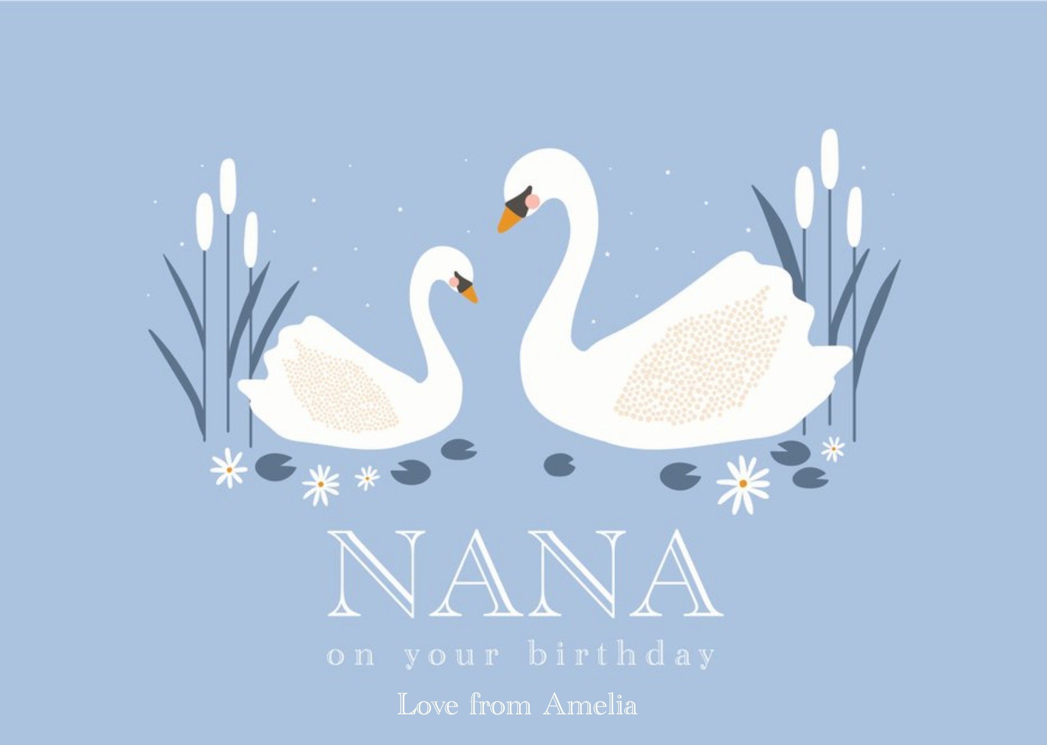 Lr Studio Illustrated Swans Grandmother Senior Birthday Card Ecard