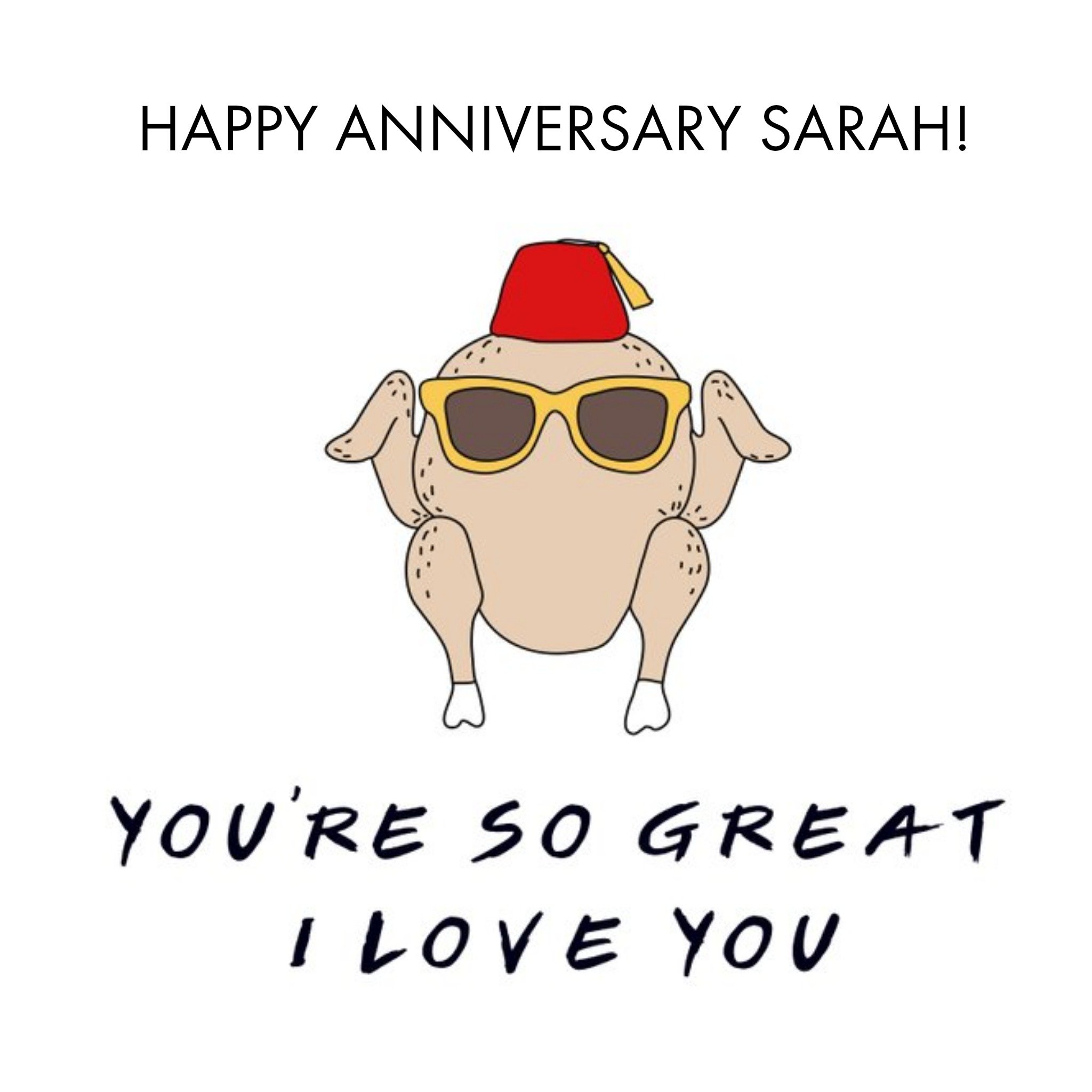 Friends (Tv Show) Friends Tv You're So Great I Love You Anniversary Card, Square