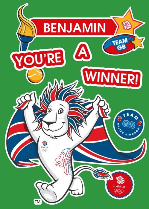 Team GB You Are A Winner Sporty Personalised Card