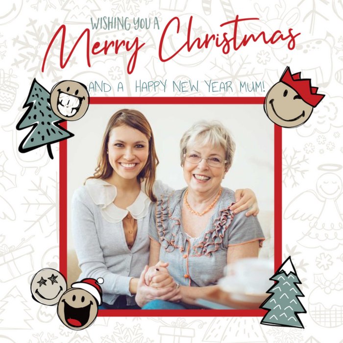 Smiley World Photo Upload Christmas Card Wishing you a Merry Christmas