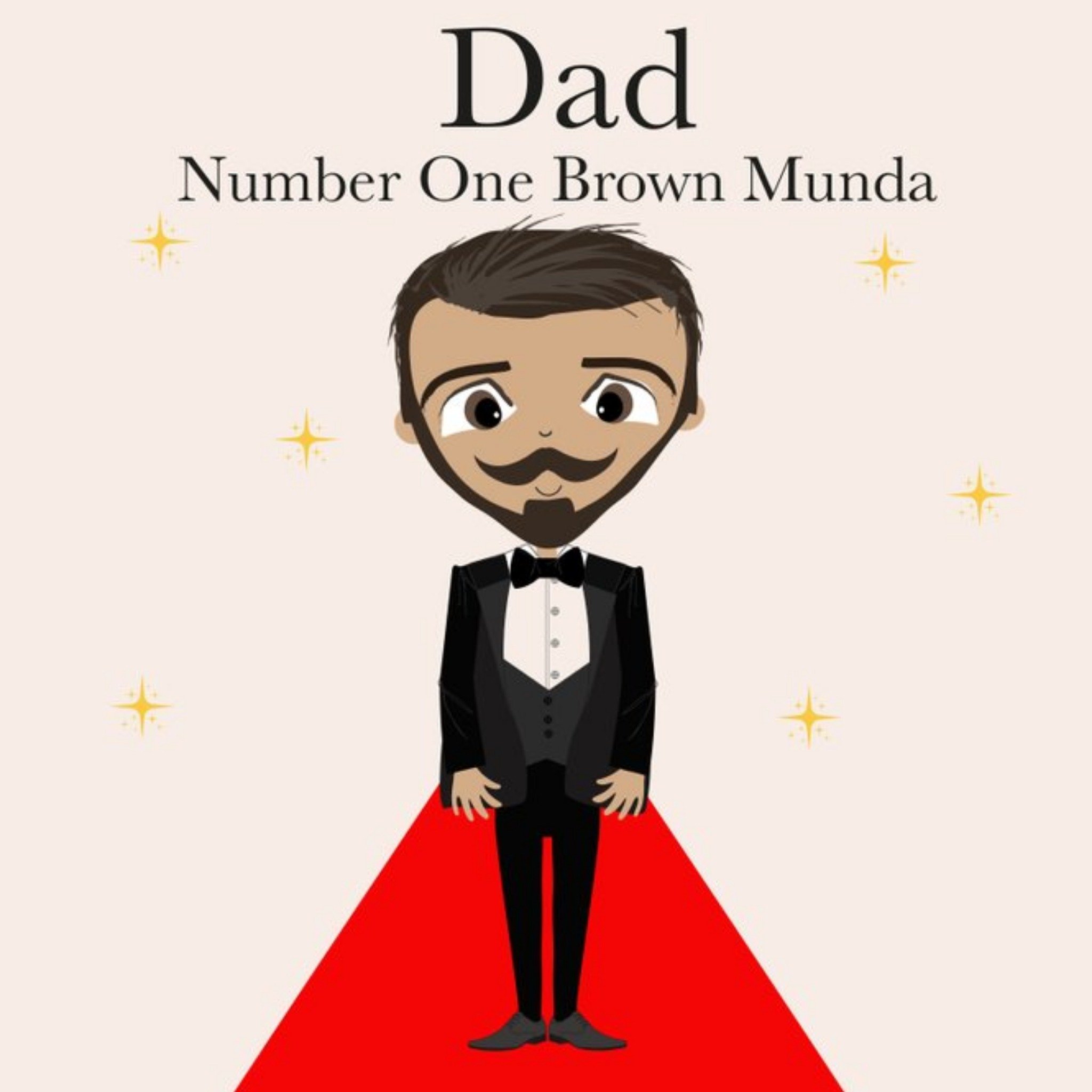 Number One Brown Munda Dad Father's Day Card From Eastern Print Studios, Square