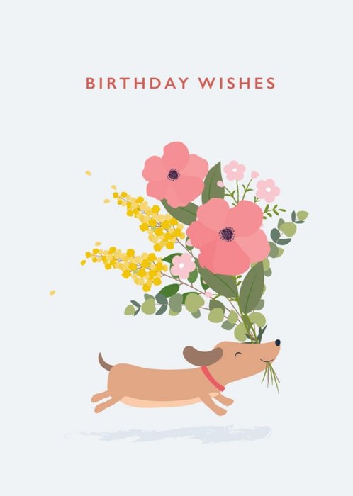 Klara Hawkins Dog & Flowers Birthday Greeting Card
