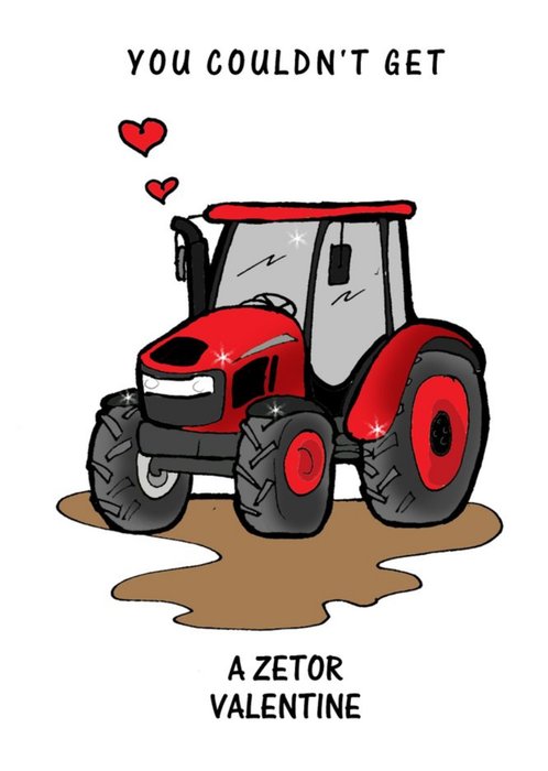 Karen Flanart Illustration Irish Zetor Tractor Valentine's Funny Card