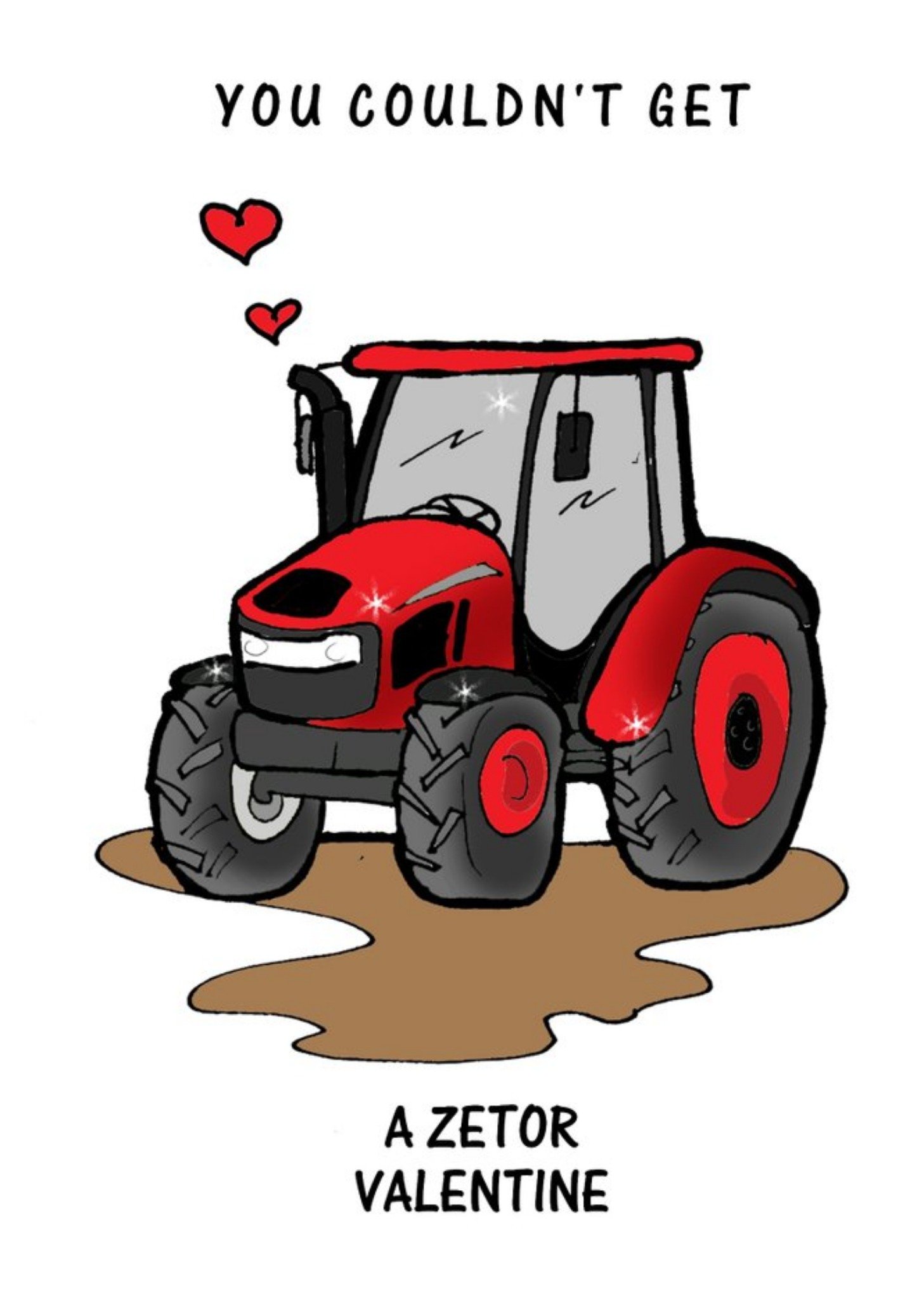 Moonpig Karen Flanart Illustration Irish Zetor Tractor Valentine's Funny Card, Large