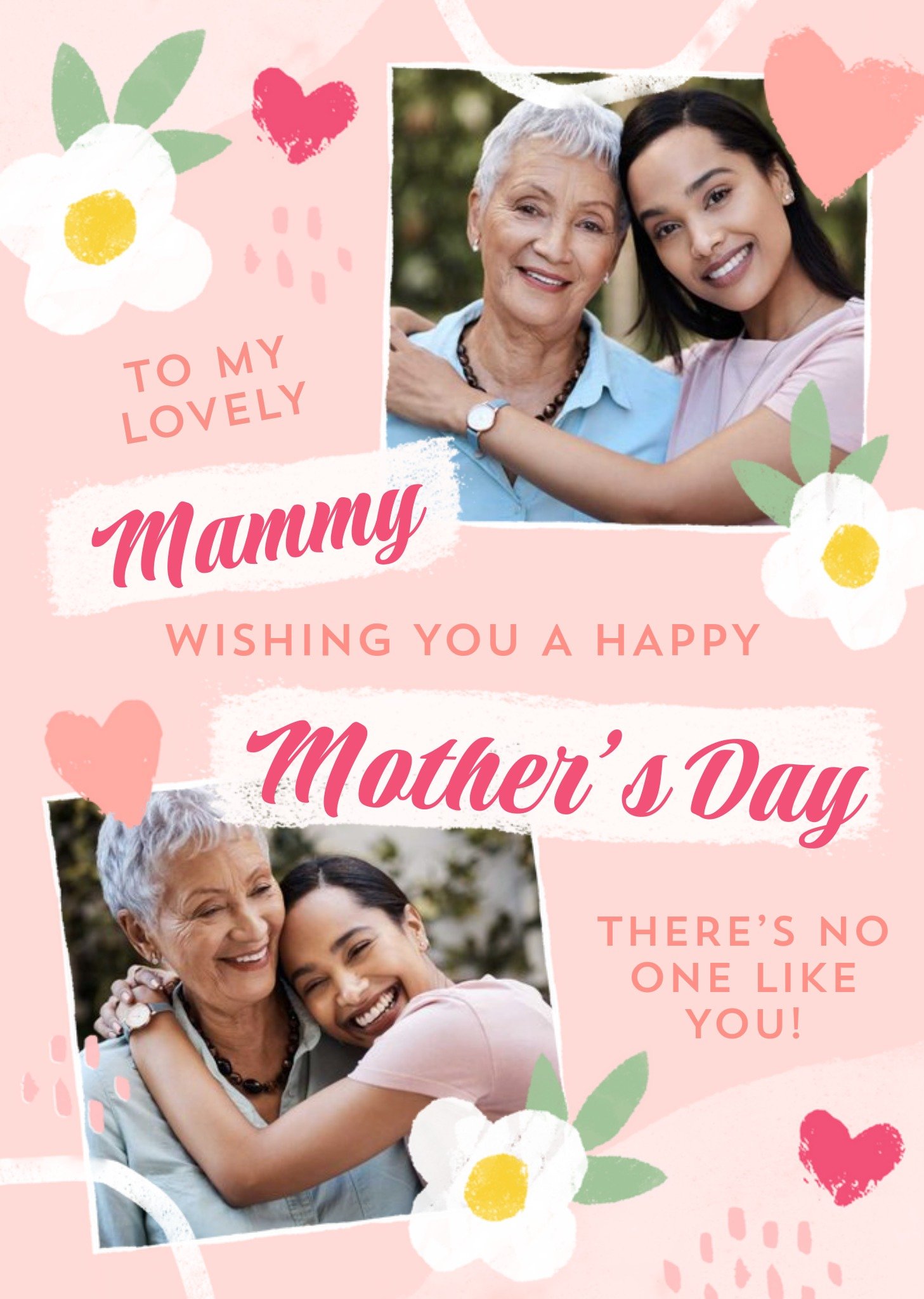 Two Photo Frames Surrounded By Flowers And Hearts Mother's Day Photo Upload Card Ecard