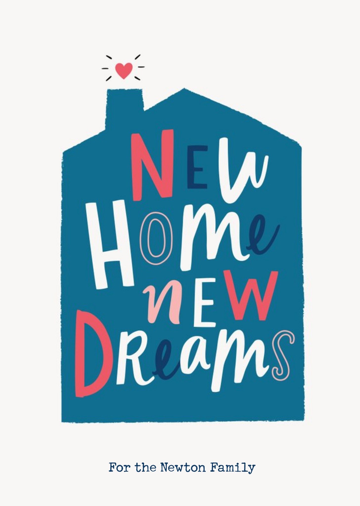 Illustrated Typographic House New Home Card Ecard