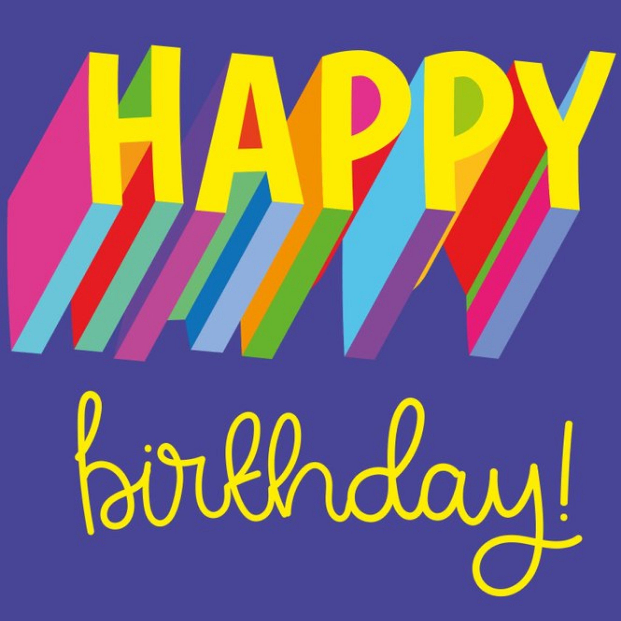 Betibabs Bright Typographic Birthday Card, Square