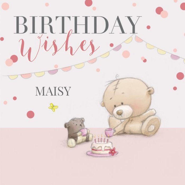Cute Uddle Tea Party Personalised Birthday Card