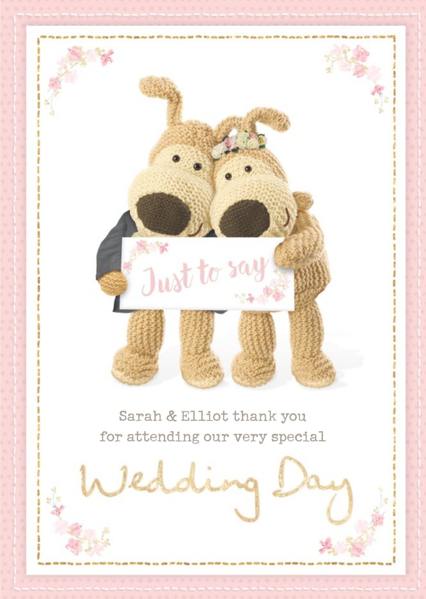 Boofle Sentimental Wedding Day Card Just To Say Thank You