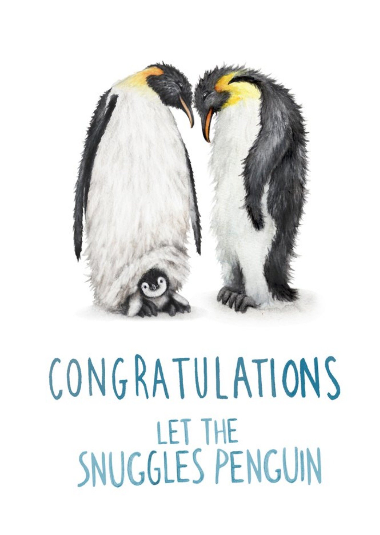 Cute Illustrated Family Penguins Congratulations Card Ecard