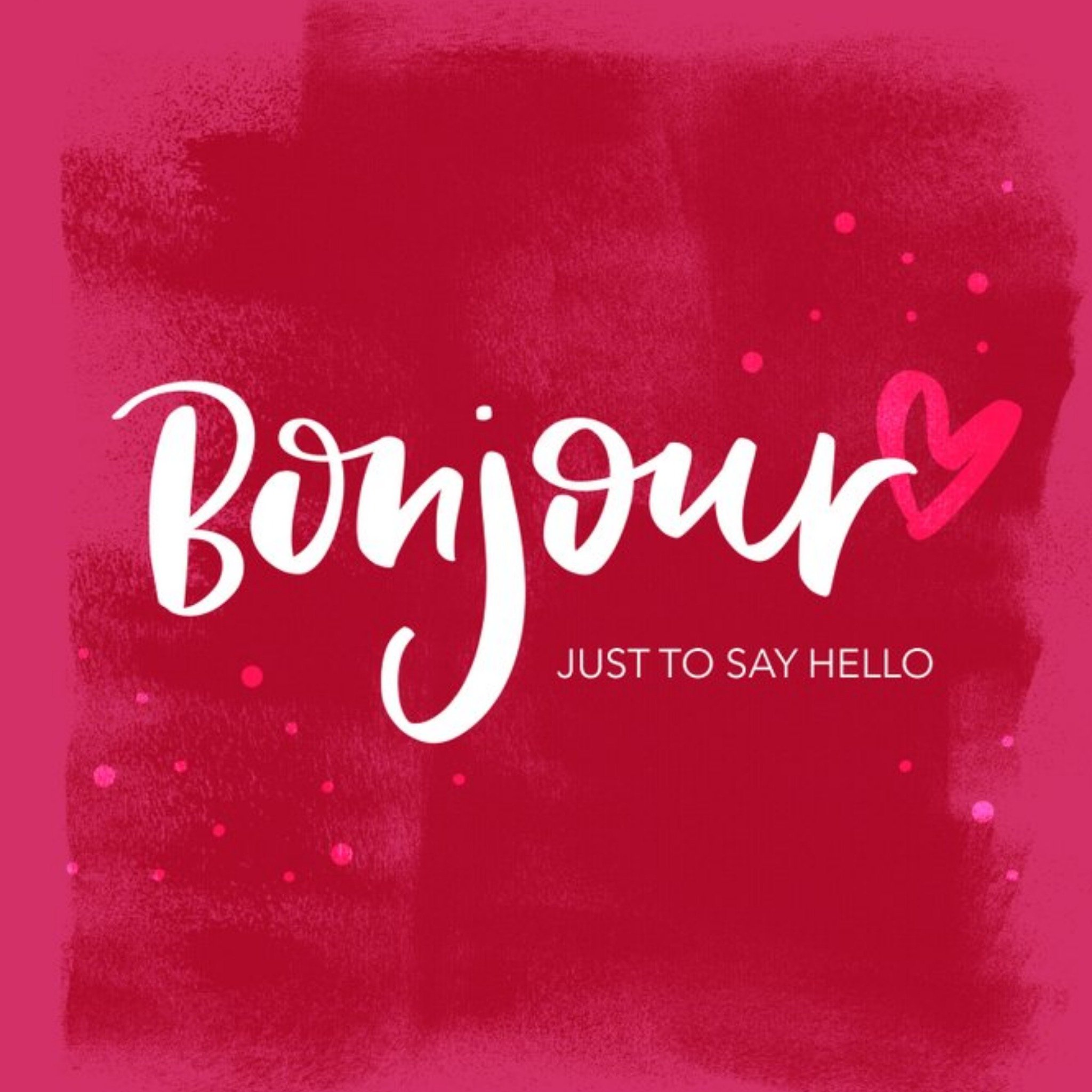 Bonjour - Thinking Of You Card - Typographic, Square