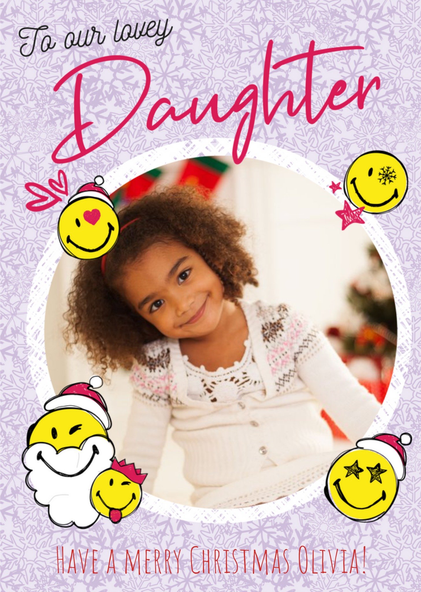 Smiley World To Our Lovely Daughter Photo Upload Christmas Card Ecard