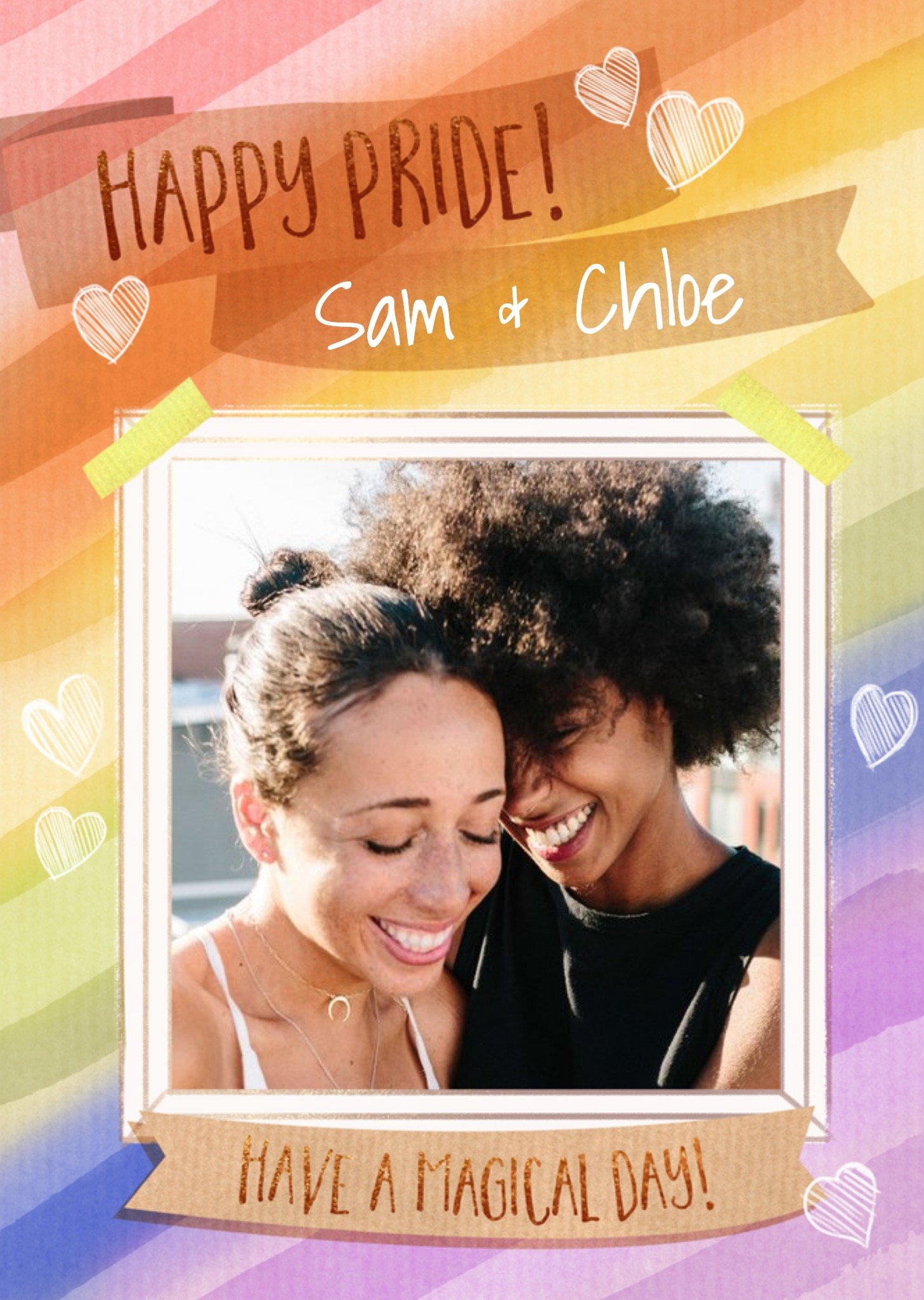 Rainbow And Hearts Photo Upload Happy Pride Card Ecard