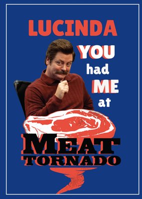 Funny Ron Swanson Meat Tornado Parks And Recreation Card