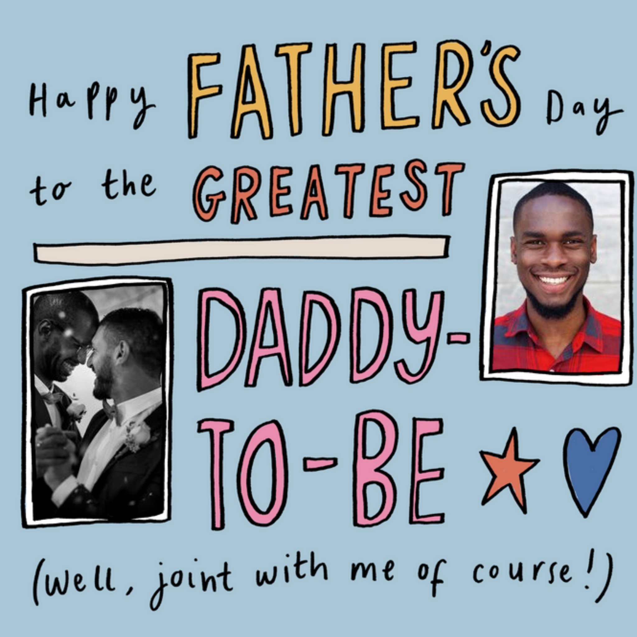 Moonpig Sketch It Cute Typographic Daddy-To-Be Photo Upload Father's Day Card, Large