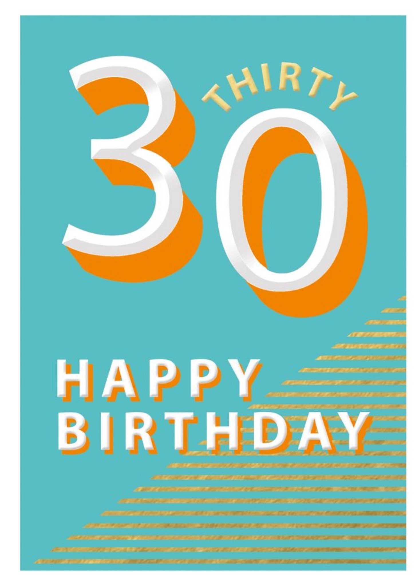 Moonpig 30 Happy Birthday Block Colour Card Ecard