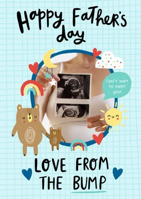 Illustrated Cute Happy Fathers Day Love From Bump Card