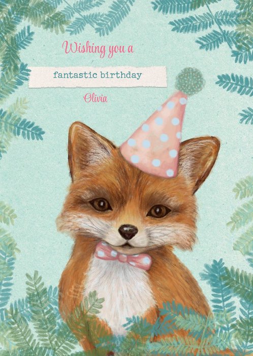 Party Hat Fox Birthday Card