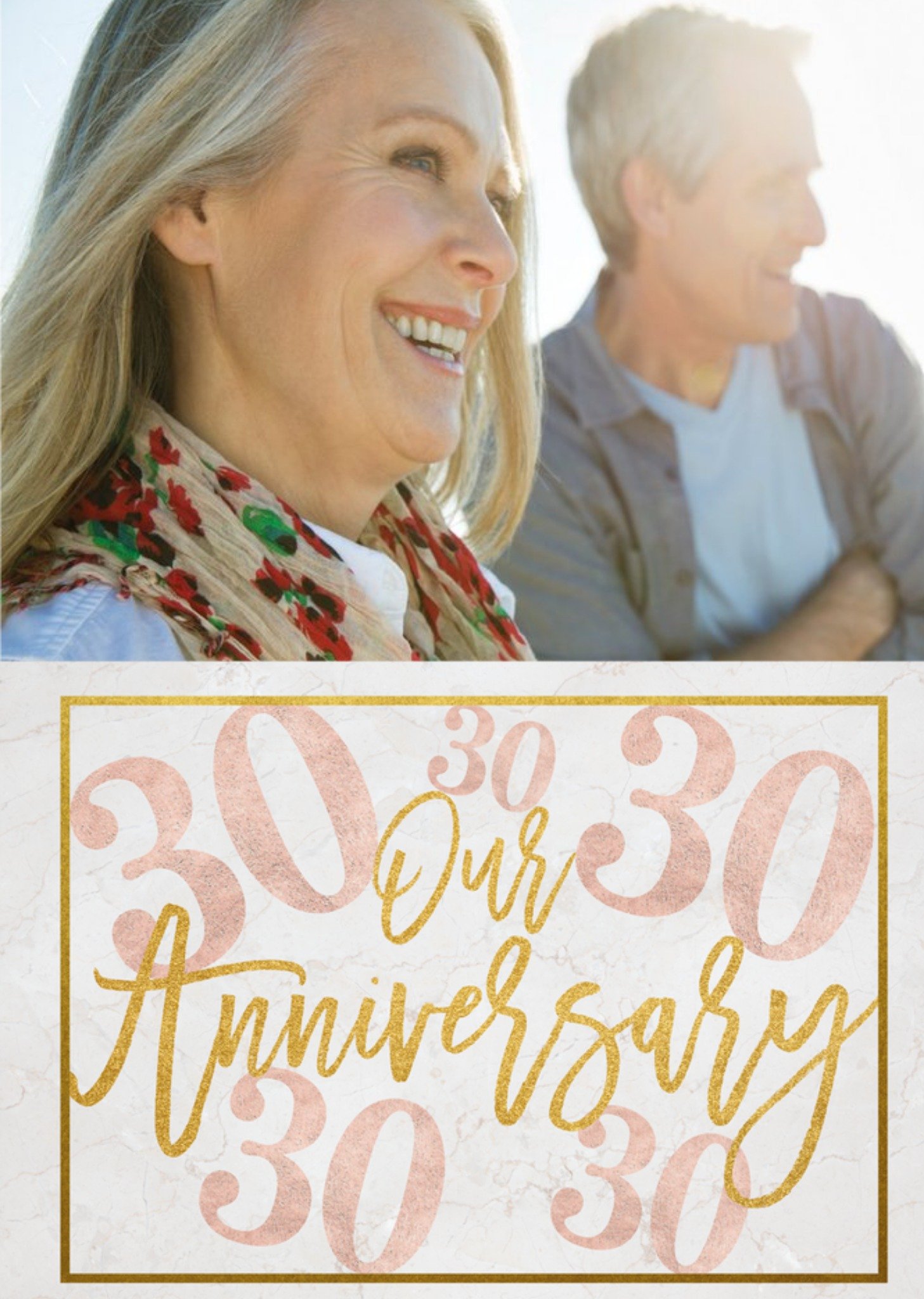 Gold Glitter Our 30th Anniversary Photo Upload Card, Standard