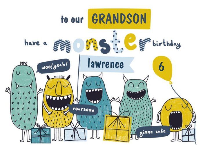 Monster bunch - Birthday Card for your Grandson