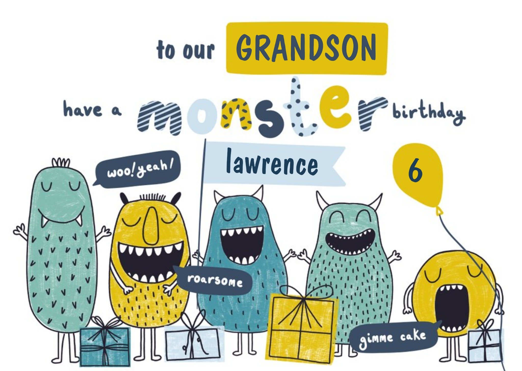 Moonpig Monster Bunch - Birthday Card For Your Grandson, Large