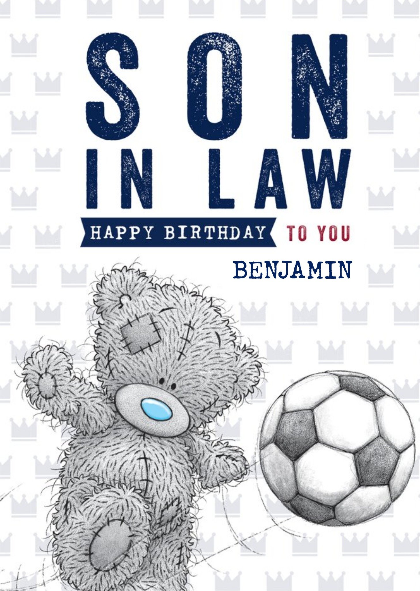 Me To You Tatty Teddy Son-In-Law Football Birthday Card Ecard